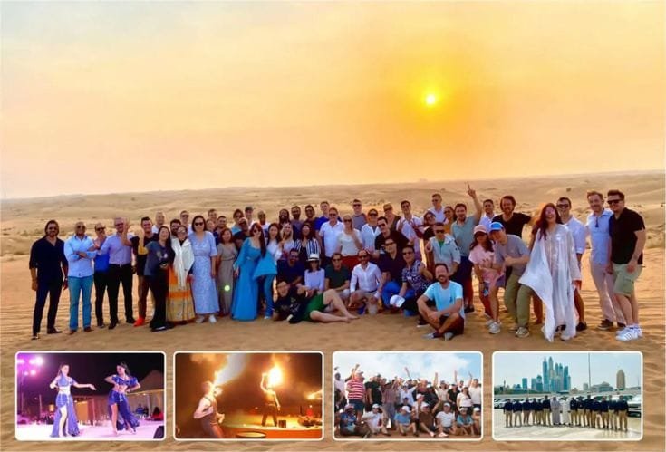 Group at sunset dunes