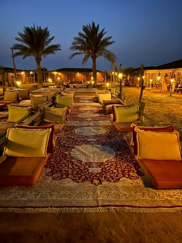 Majlis seating at the private Al Khatim camp