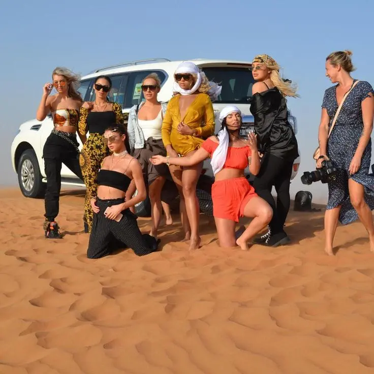 Family enjoying Abu Dhabi desert safari