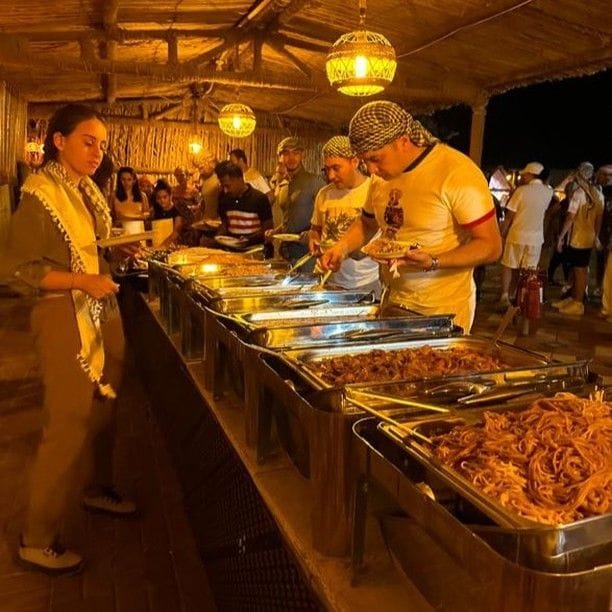 Buffet dinner at the desert camp