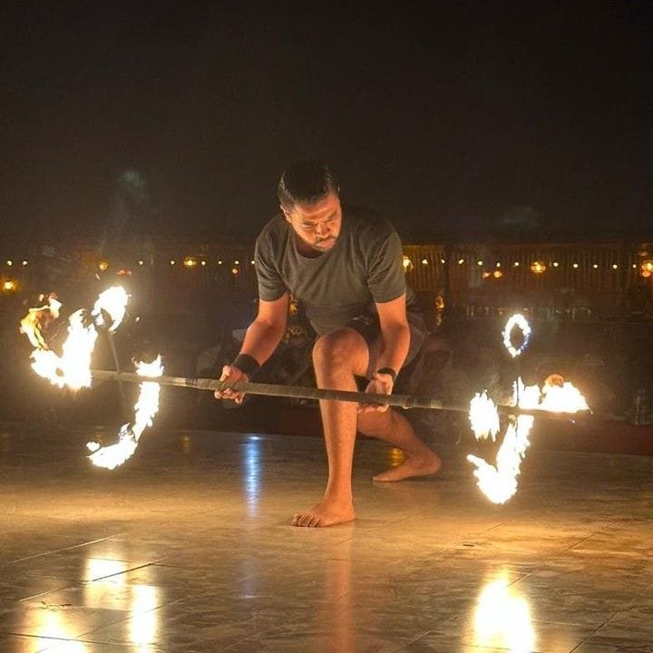 Fire show at the desert camp