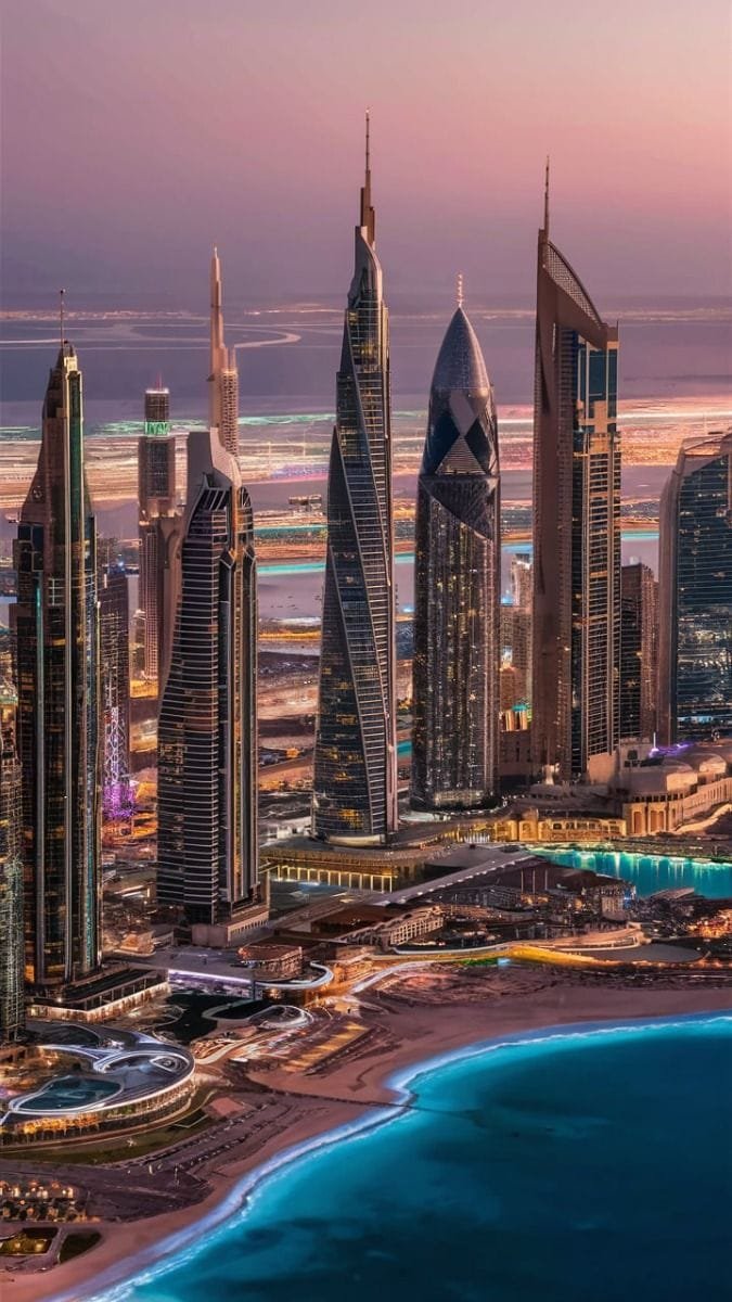 Abu Dhabi skyline on a city tour that adds the BAPS Hindu Mandir