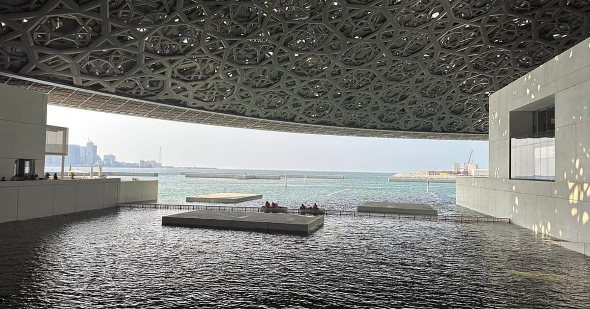 The perforated dome of Louvre Abu Dhabi on Saadiyat Island, added on the 6 hour and full day tours