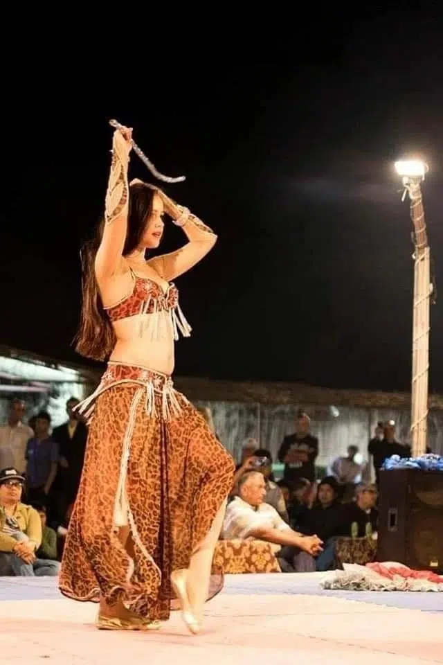 Belly dance show at the camp